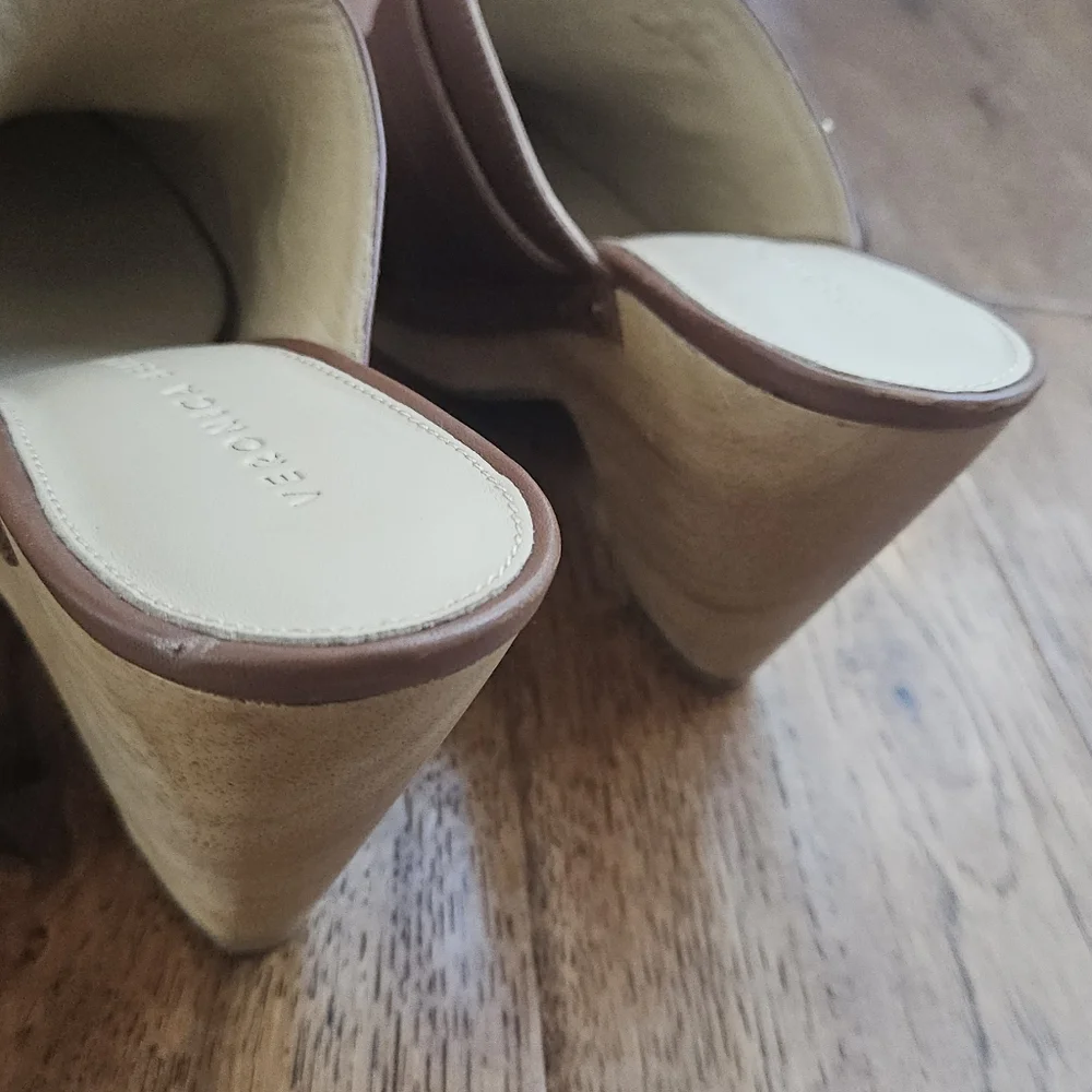 Veronica Beard Brown Hendrix Leather Mule Clogs 8 - Picture 7 of 11